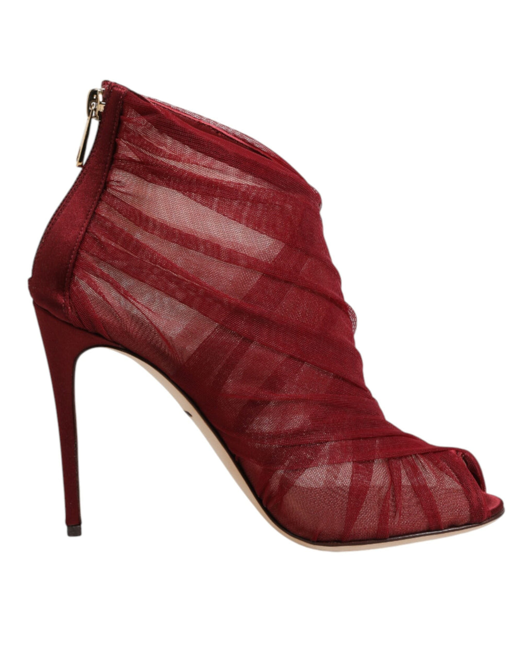 Women’s Dolce &amp; Gabbana Red Tulle Ankle Boots Stiletto Heels Shoes