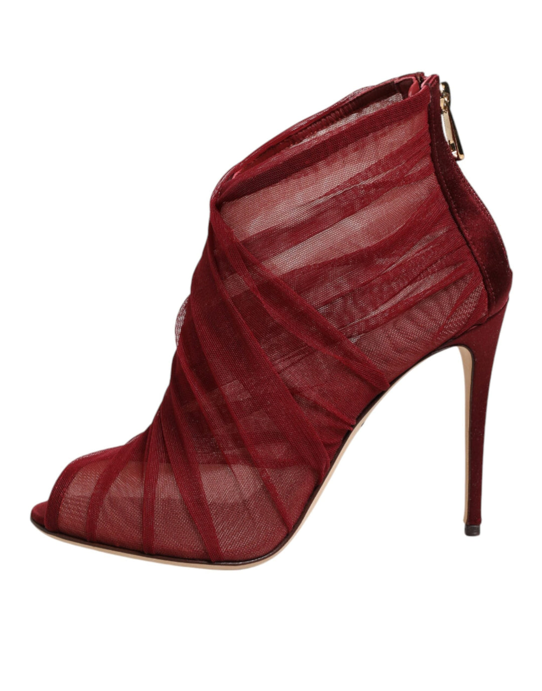 Women’s Dolce &amp; Gabbana Red Tulle Ankle Boots Stiletto Heels Shoes