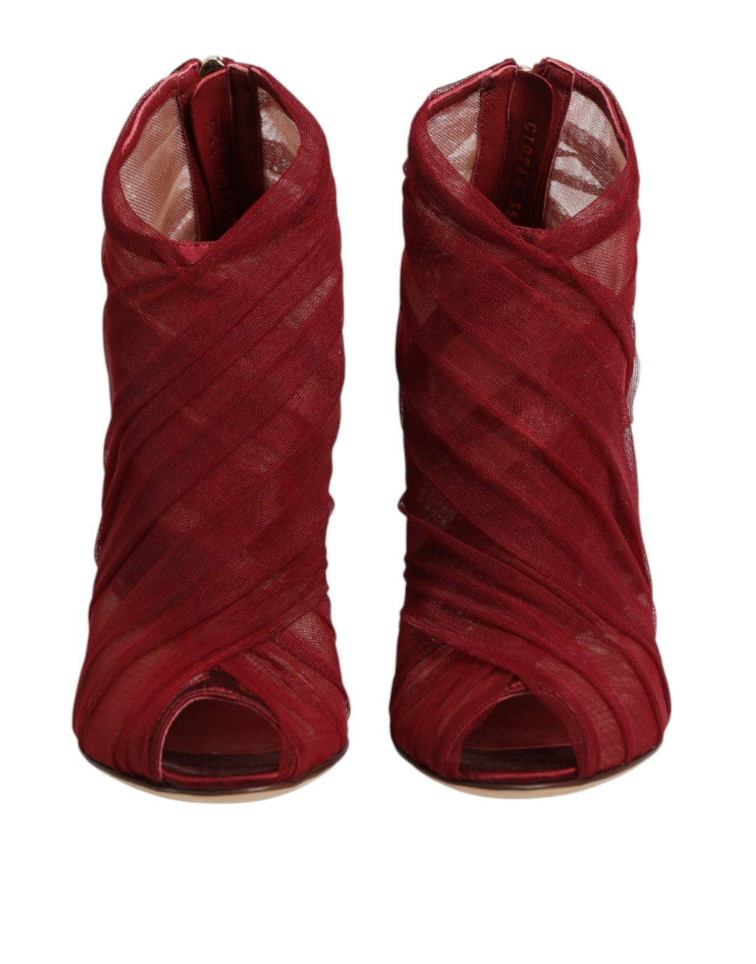 Women’s Dolce &amp; Gabbana Red Tulle Ankle Boots Stiletto Heels Shoes