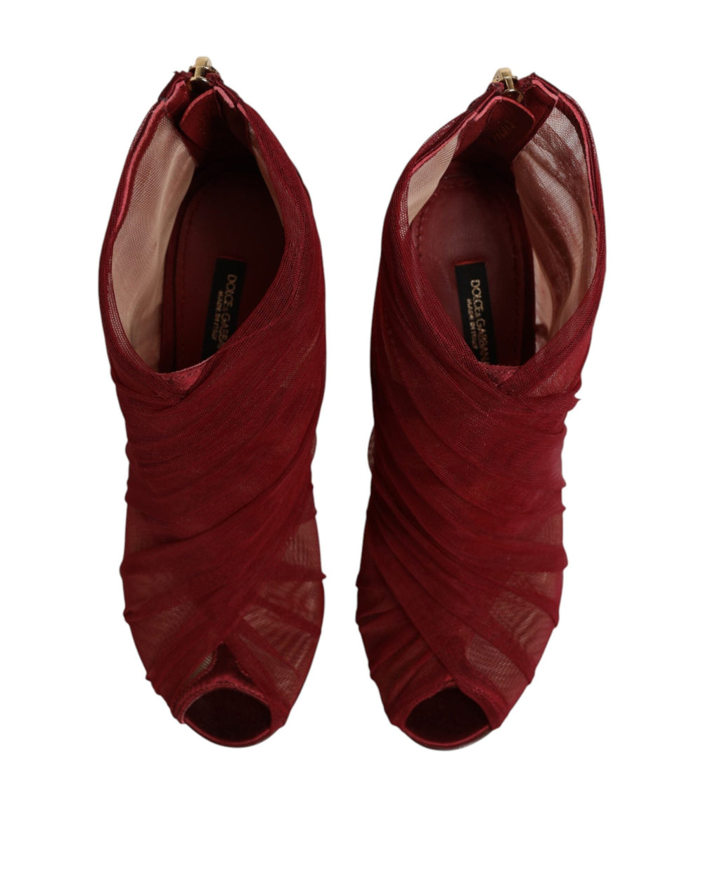 Women’s Dolce & Gabbana Red Tulle Ankle Boots Stiletto Heels Shoes