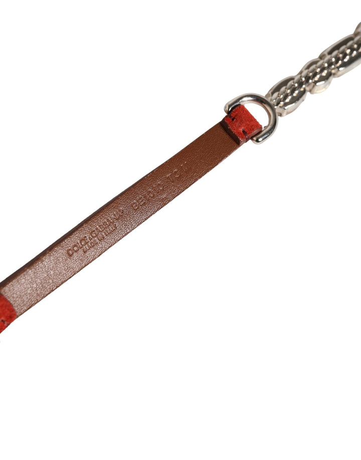 Women’s Dolce &amp; Gabbana Red Velvet Crystals Chain Embellished Belt