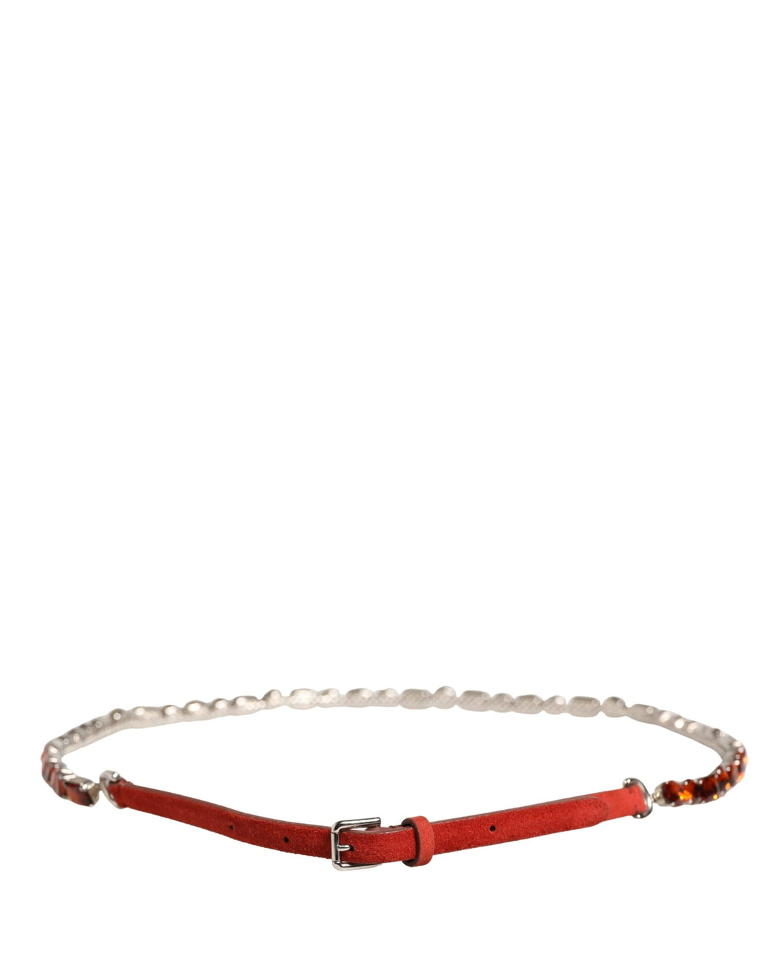 Women’s Dolce &amp; Gabbana Red Velvet Crystals Chain Embellished Belt
