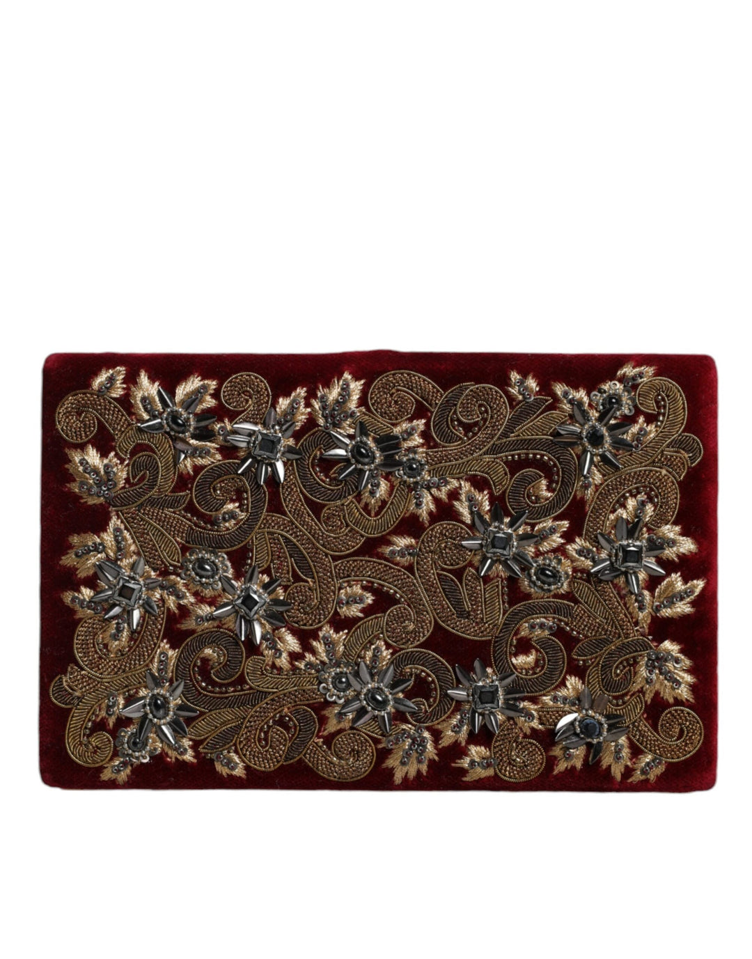 Women’s Dolce &amp; Gabbana Red Velvet Gold Frame Clutch Evening Party Purse Bag