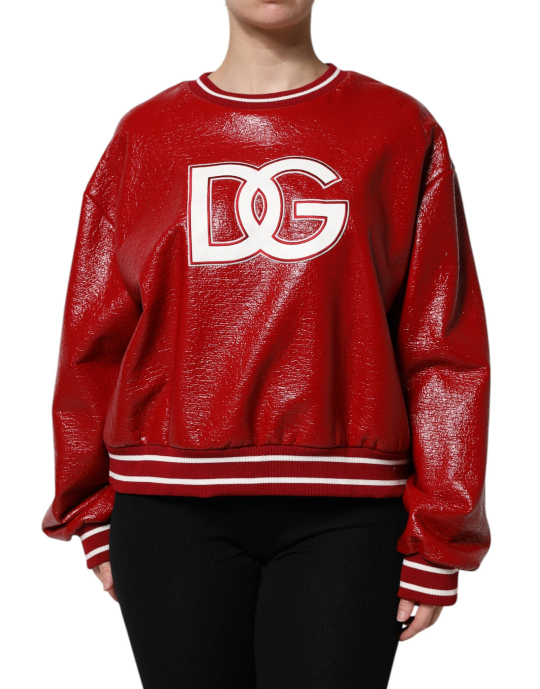 Women’s Dolce &amp; Gabbana Red Wool Dglogo Embroidery Pullover Sweater