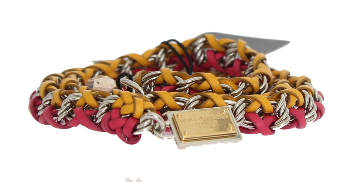 Women’s Dolce &amp; Gabbana Red Yellow Leather Crystal Belt