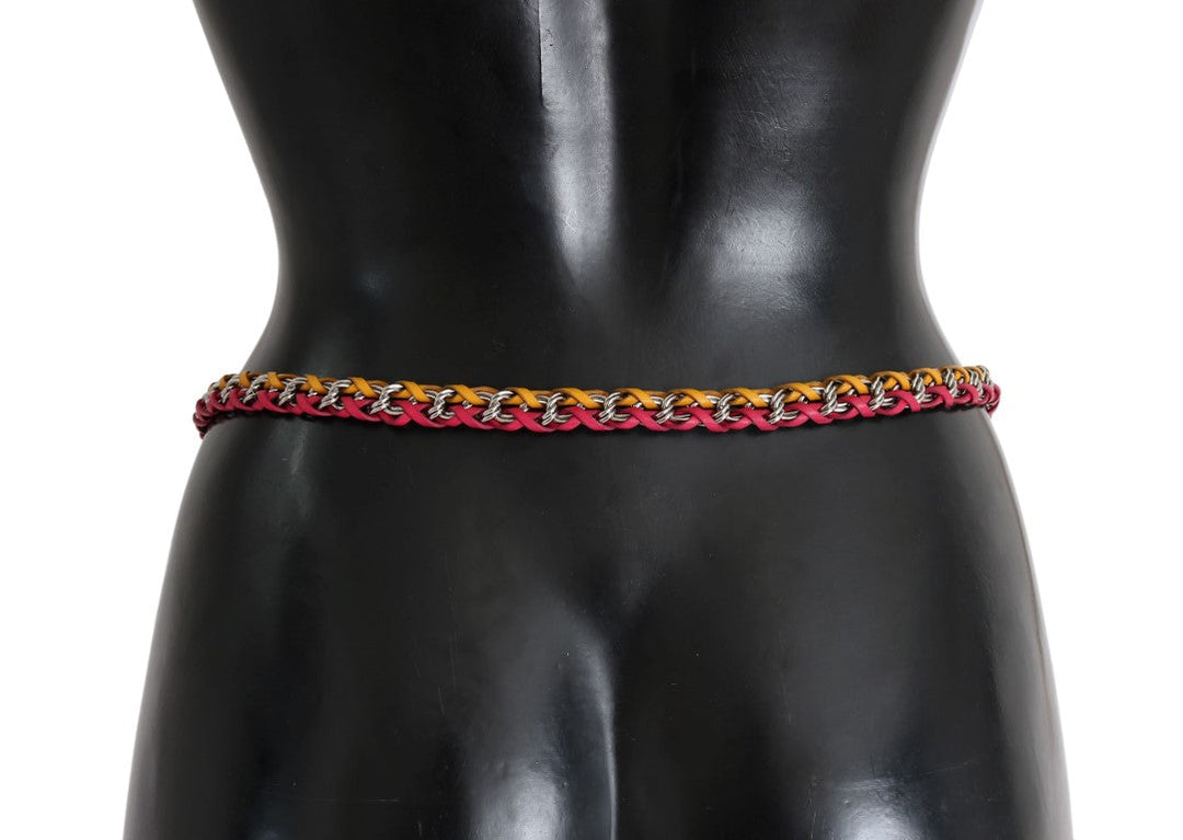 Women’s Dolce &amp; Gabbana Red Yellow Leather Crystal Belt