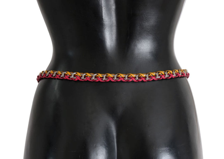 Women’s Dolce &amp; Gabbana Red Yellow Leather Crystal Belt