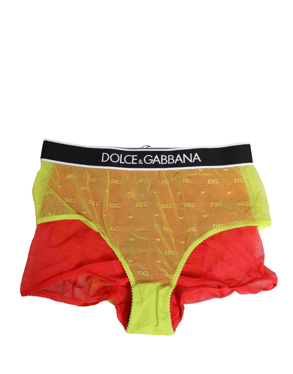 Women’s Dolce & Gabbana Red Yellow Tulle Mid Waist Panty Girdle Underwear