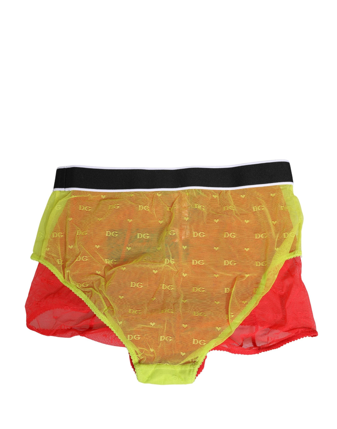 Women’s Dolce &amp; Gabbana Red Yellow Tulle Mid Waist Panty Girdle Underwear
