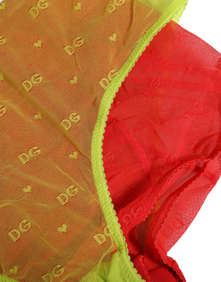 Women’s Dolce &amp; Gabbana Red Yellow Tulle Mid Waist Panty Girdle Underwear