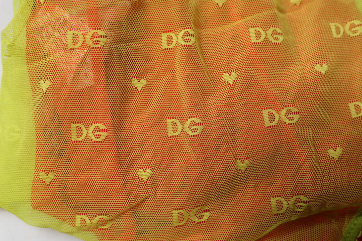 Women’s Dolce &amp; Gabbana Red Yellow Tulle Mid Waist Panty Underwear