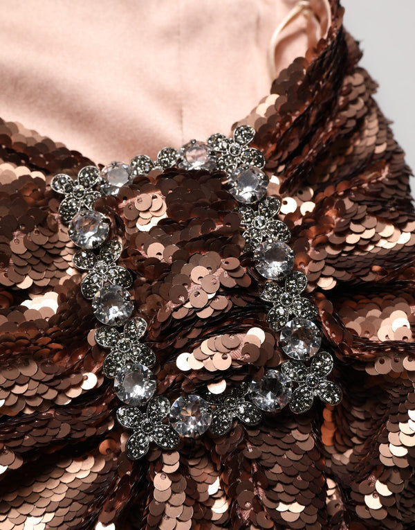 Women’s Dolce & Gabbana Rose Gold Embellished Sequinned Maxi Skirt