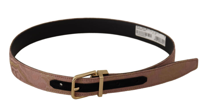Women’s Dolce &amp; Gabbana Rose Gold Leather Logo Engraved Metal Buckle Belt