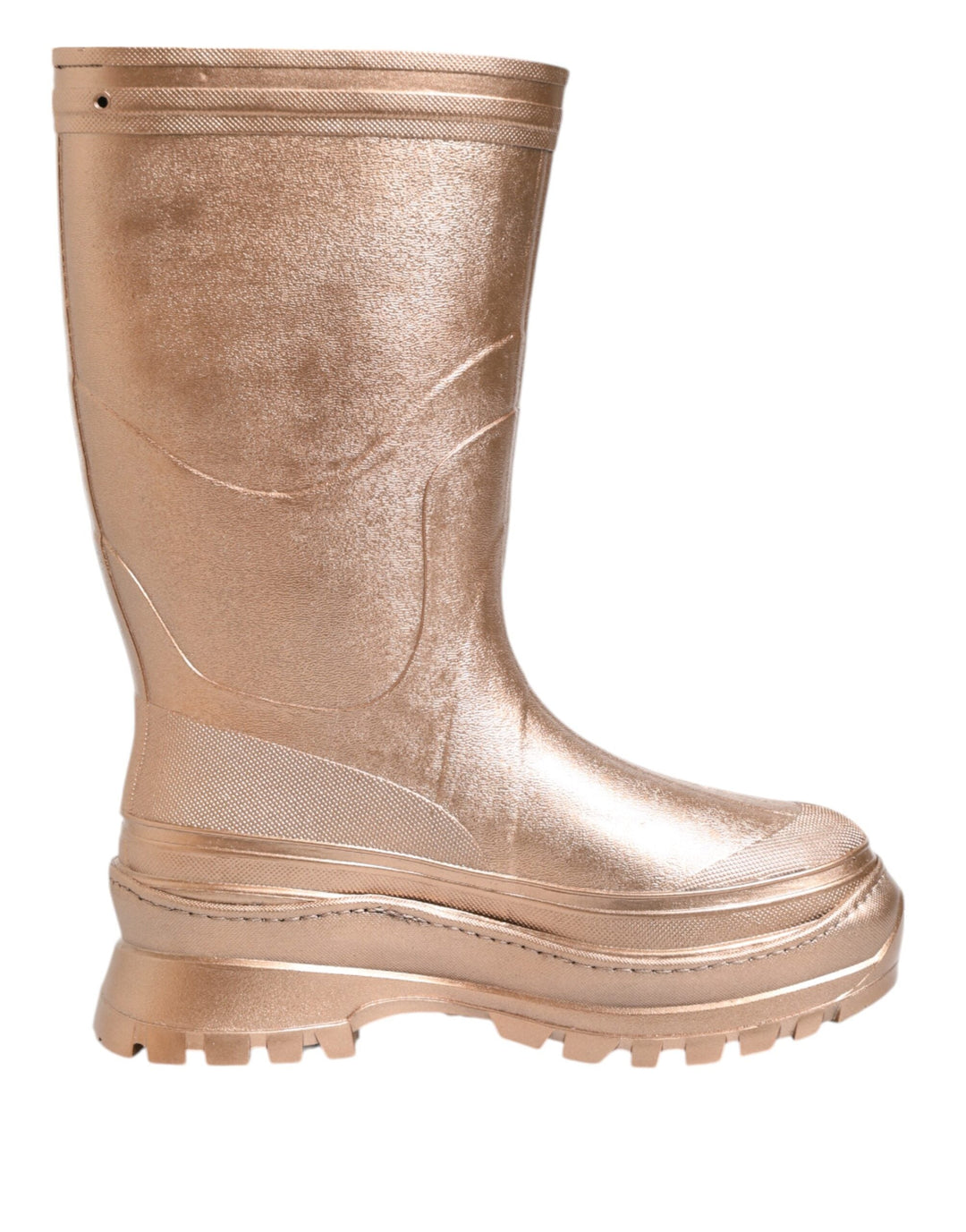 Women’s Dolce &amp; Gabbana Rose Gold Rubber Pull on Rain Boots Shoes