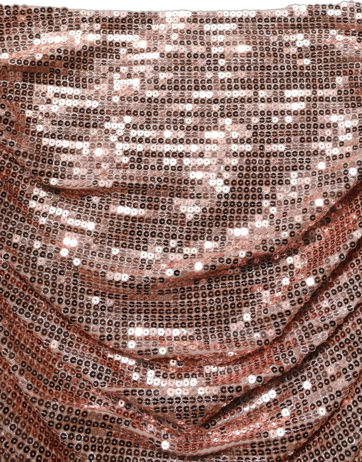 Women’s Dolce &amp; Gabbana Rose Gold Sequin High Waist Ruched Maxi Skirt
