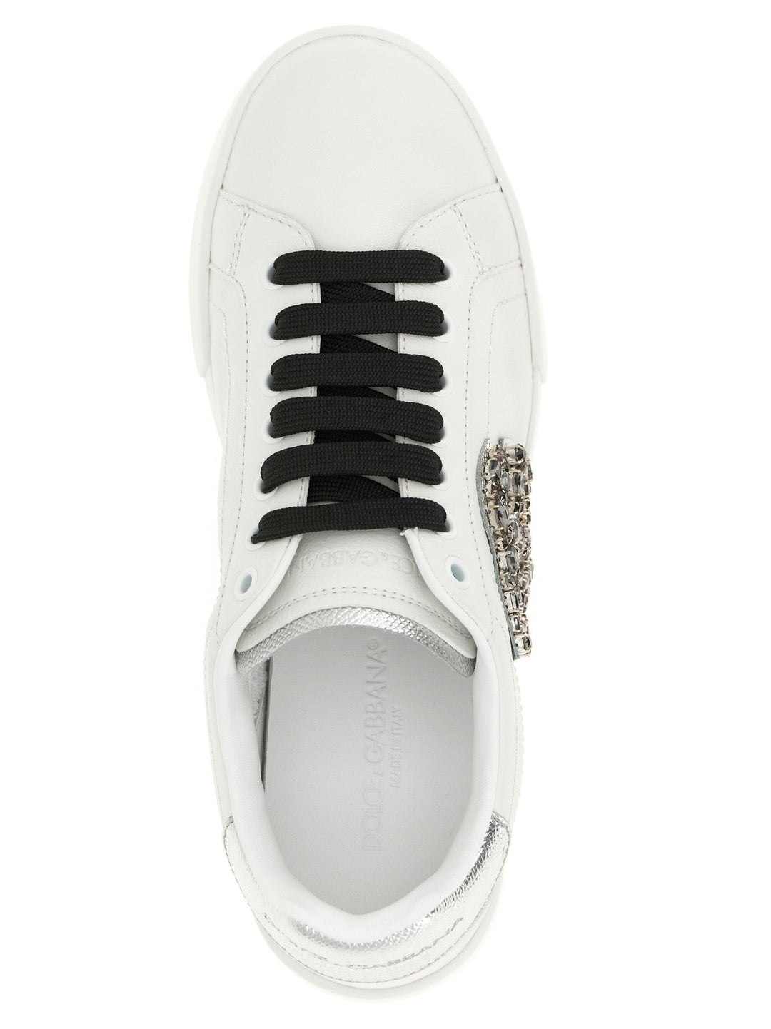 Dolce &amp; Gabbana Silver Calfskin Low Top Sneakers