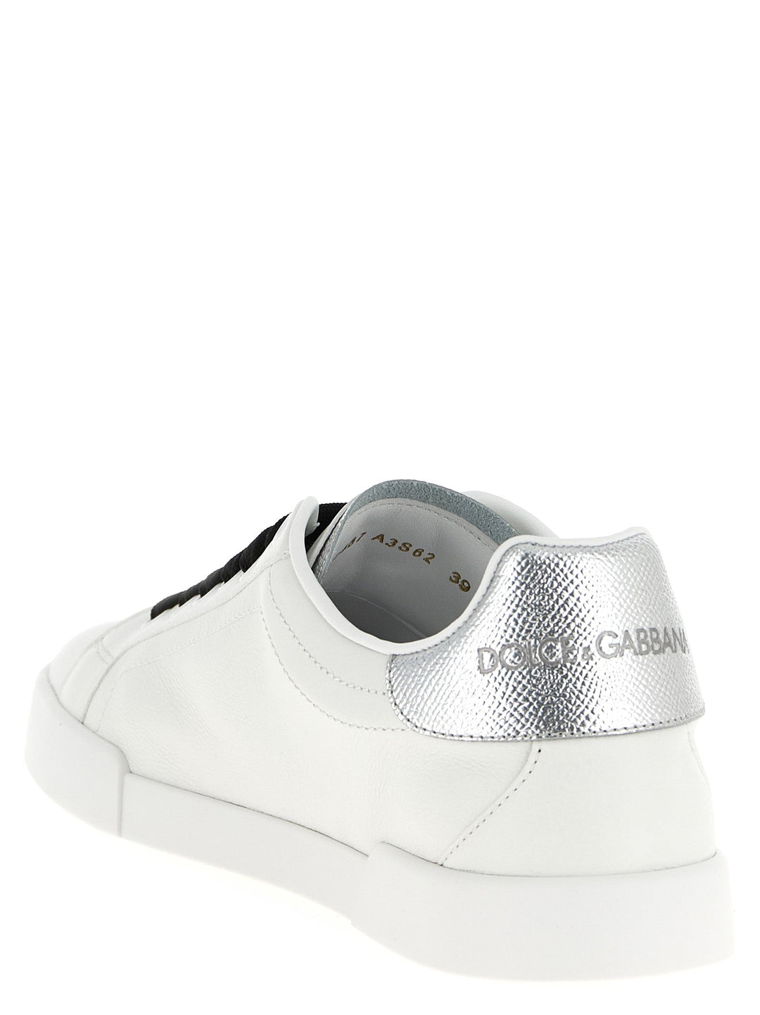 Dolce &amp; Gabbana Silver Calfskin Low Top Sneakers