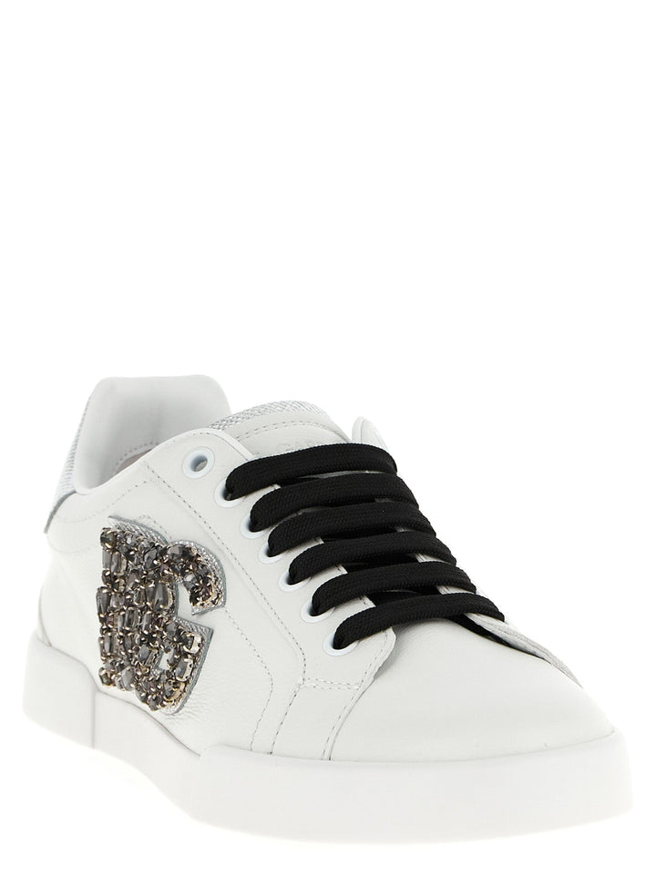 Dolce &amp; Gabbana Silver Calfskin Low Top Sneakers