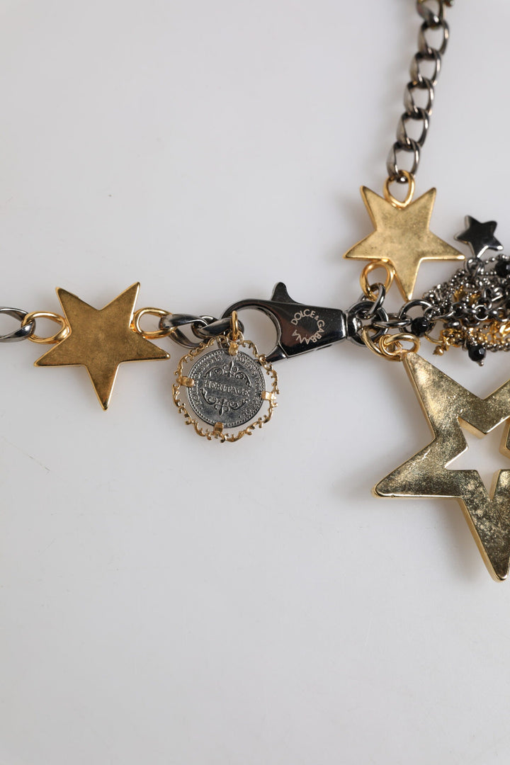 Women’s Dolce &amp; Gabbana Silver Gold Brass Embellished Waist Chain Belt