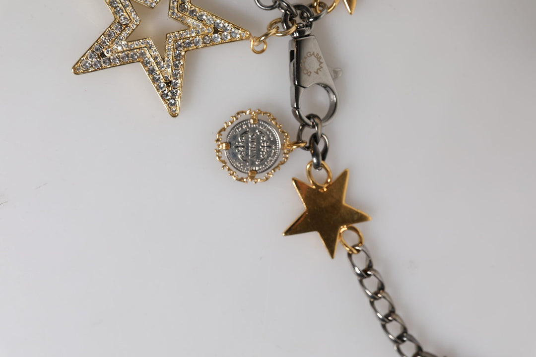 Women’s Dolce &amp; Gabbana Silver Gold Brass Embellished Waist Chain Belt