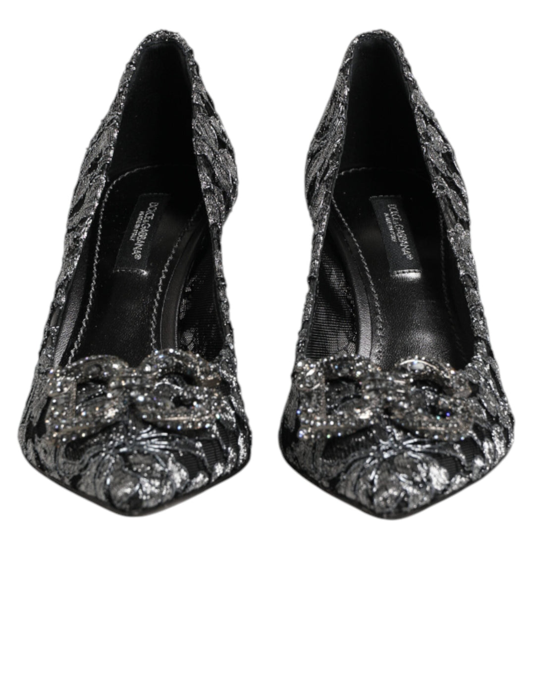 Women’s Dolce & Gabbana Silver Lace Dg Amore Heels Pumps Shoes