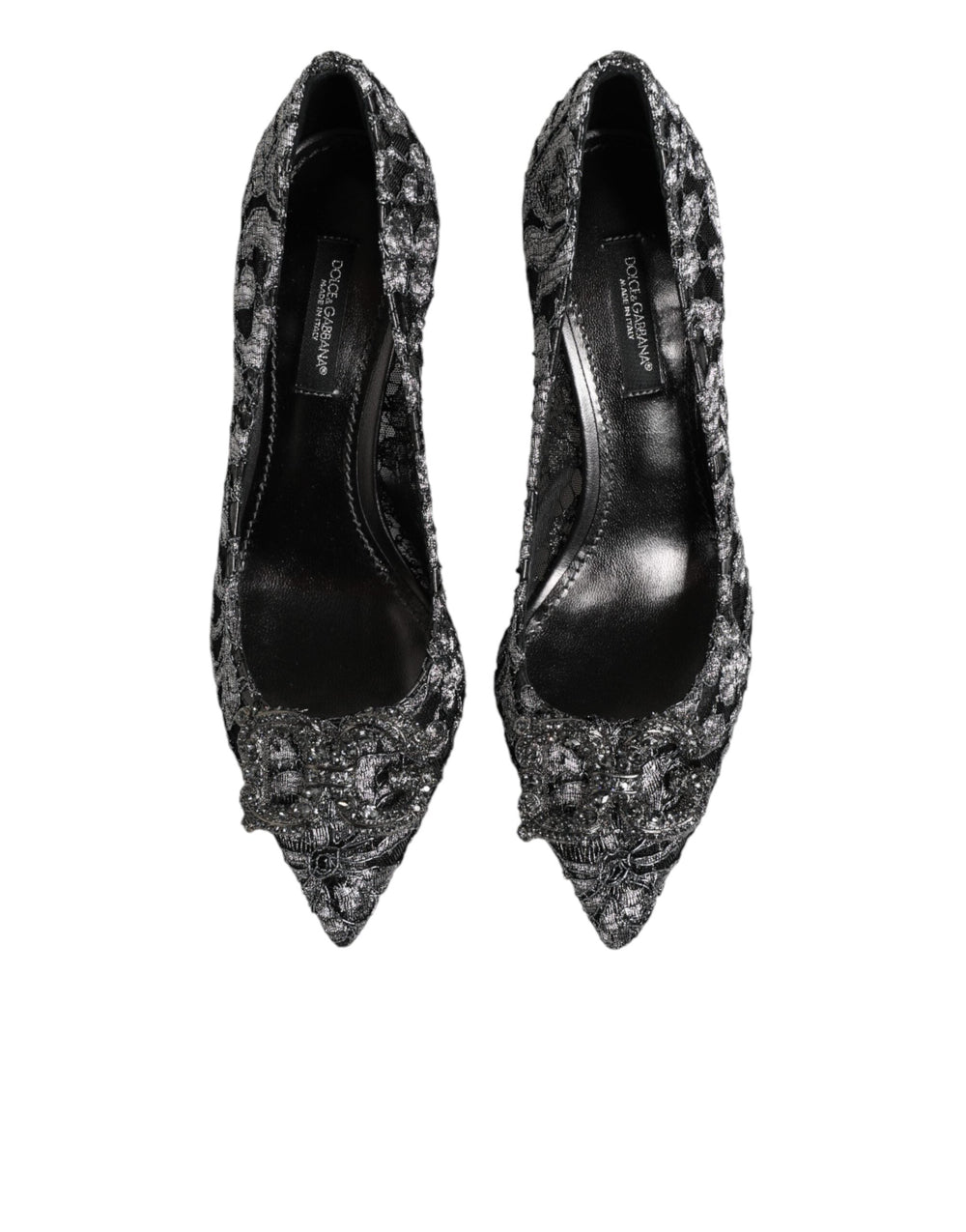 Women’s Dolce & Gabbana Silver Lace Dg Amore Heels Pumps Shoes