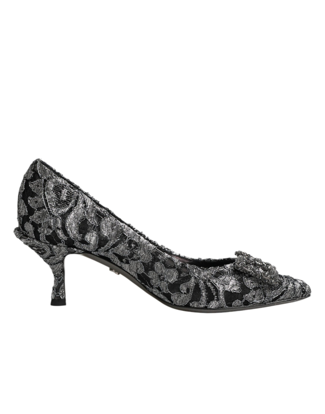 Women’s Dolce &amp; Gabbana Silver Lace Dg Amore Heels Pumps Shoes