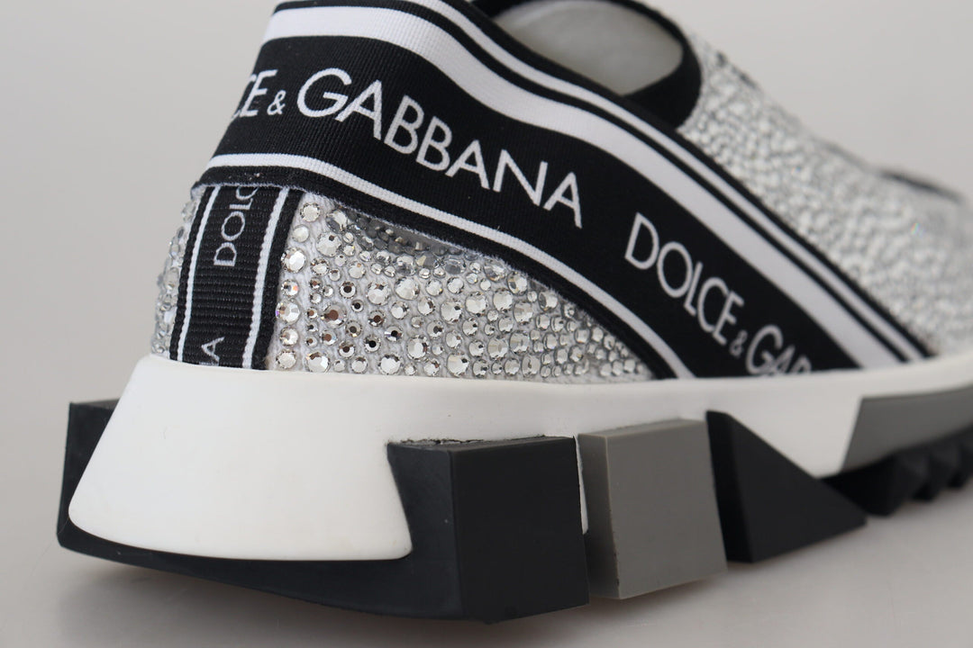 Baskets Dolce &amp;amp; Gabbana à strass argentés scintillants