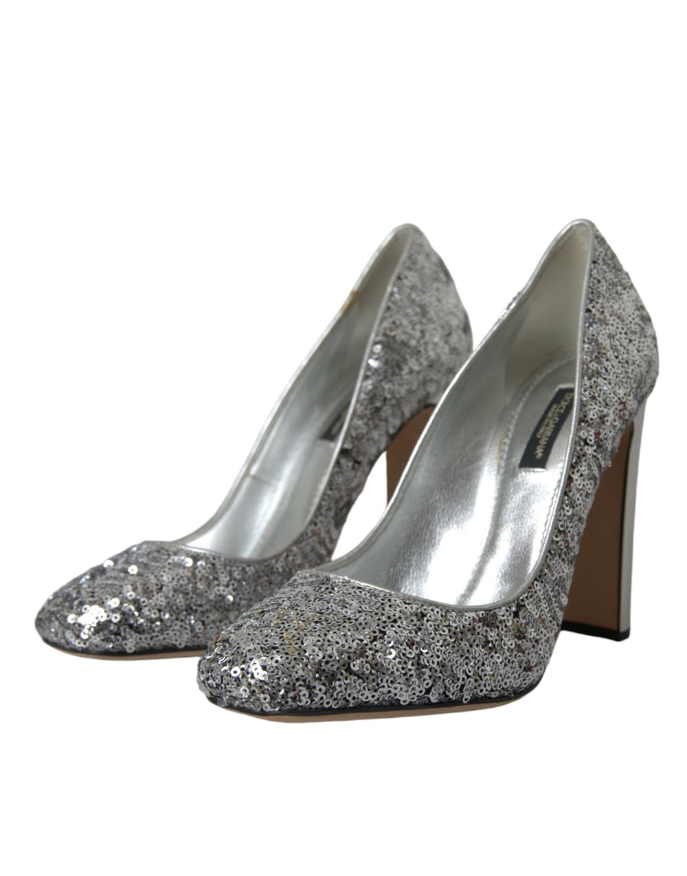 Women’s Dolce & Gabbana Silver Sequin Embellished Heels Pumps Shoes