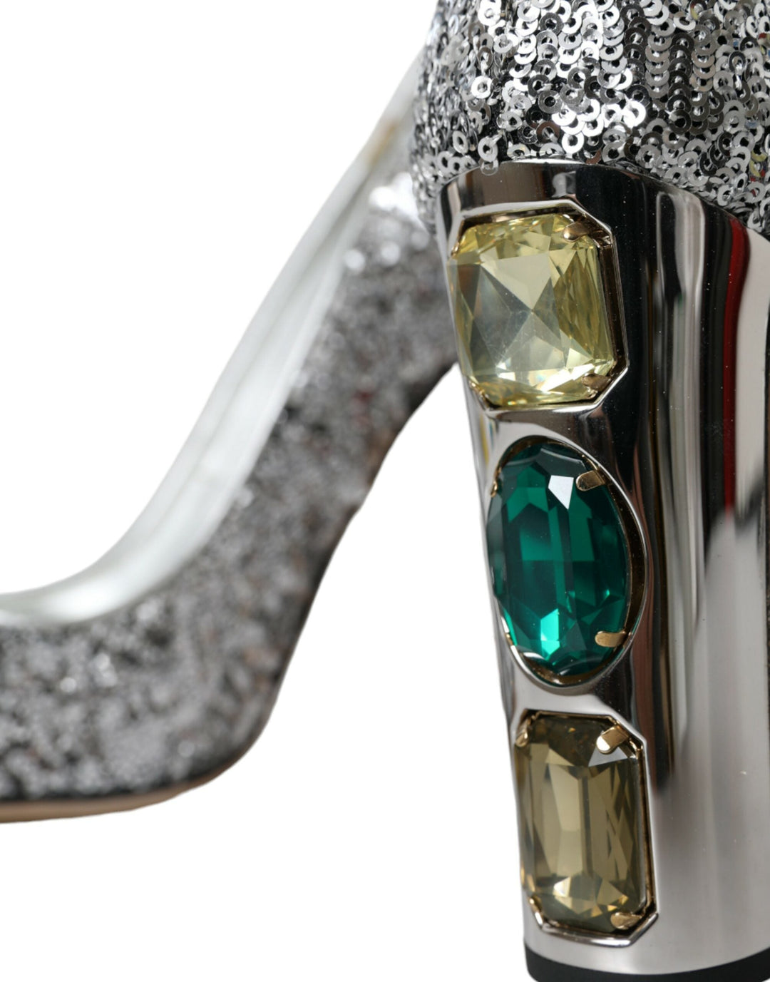 Women’s Dolce &amp; Gabbana Silver Sequin Embellished Heels Pumps Shoes