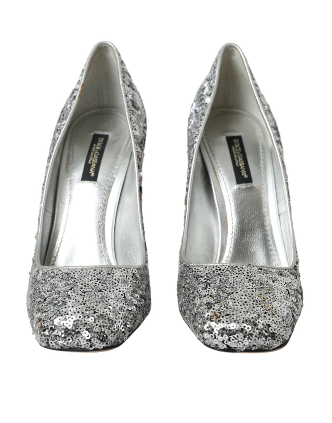 Women’s Dolce & Gabbana Silver Sequin Embellished Heels Pumps Shoes