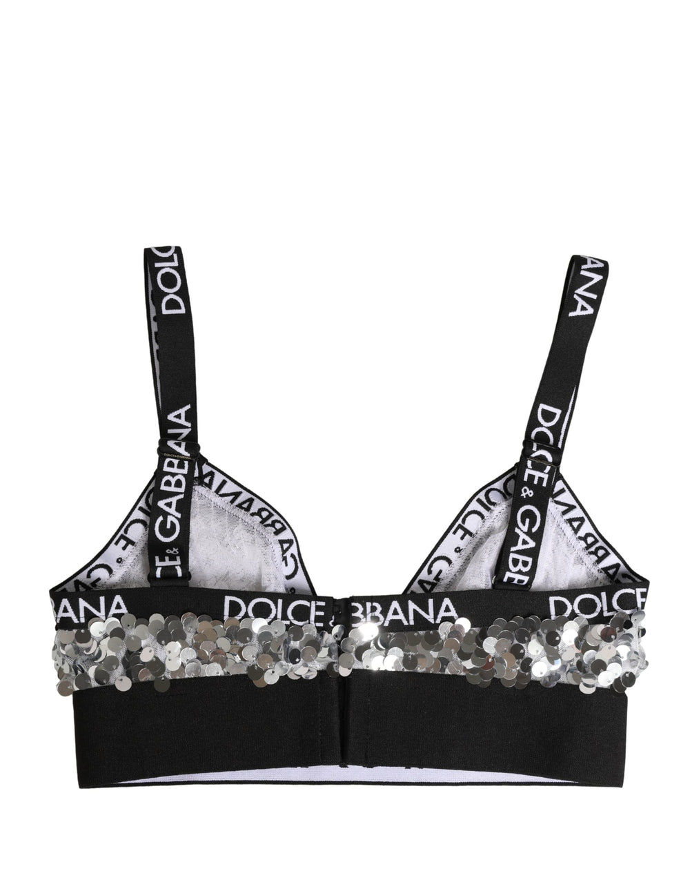 Women’s Dolce & Gabbana Silver Sequined Triangle Soft Cup Bra Underwear
