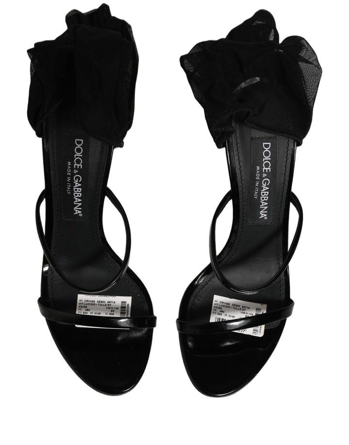 Women’s Dolce &amp; Gabbana Stiletto Sandals Socks Knee High Boots Black