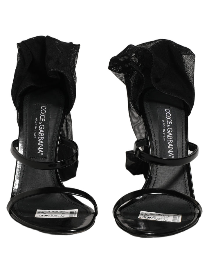 Women’s Dolce &amp; Gabbana Stiletto Sandals Socks Knee High Boots Black