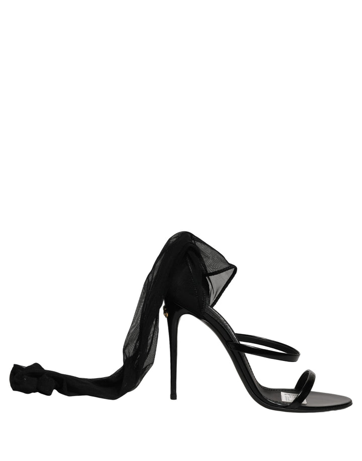 Women’s Dolce &amp; Gabbana Stiletto Sandals Socks Knee High Boots Black