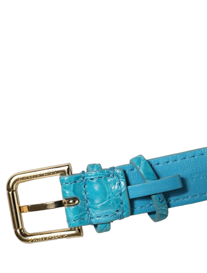 Women’s Dolce &amp; Gabbana Turquoise Texture Leather Gold Buckle Belt Strap Bracelet