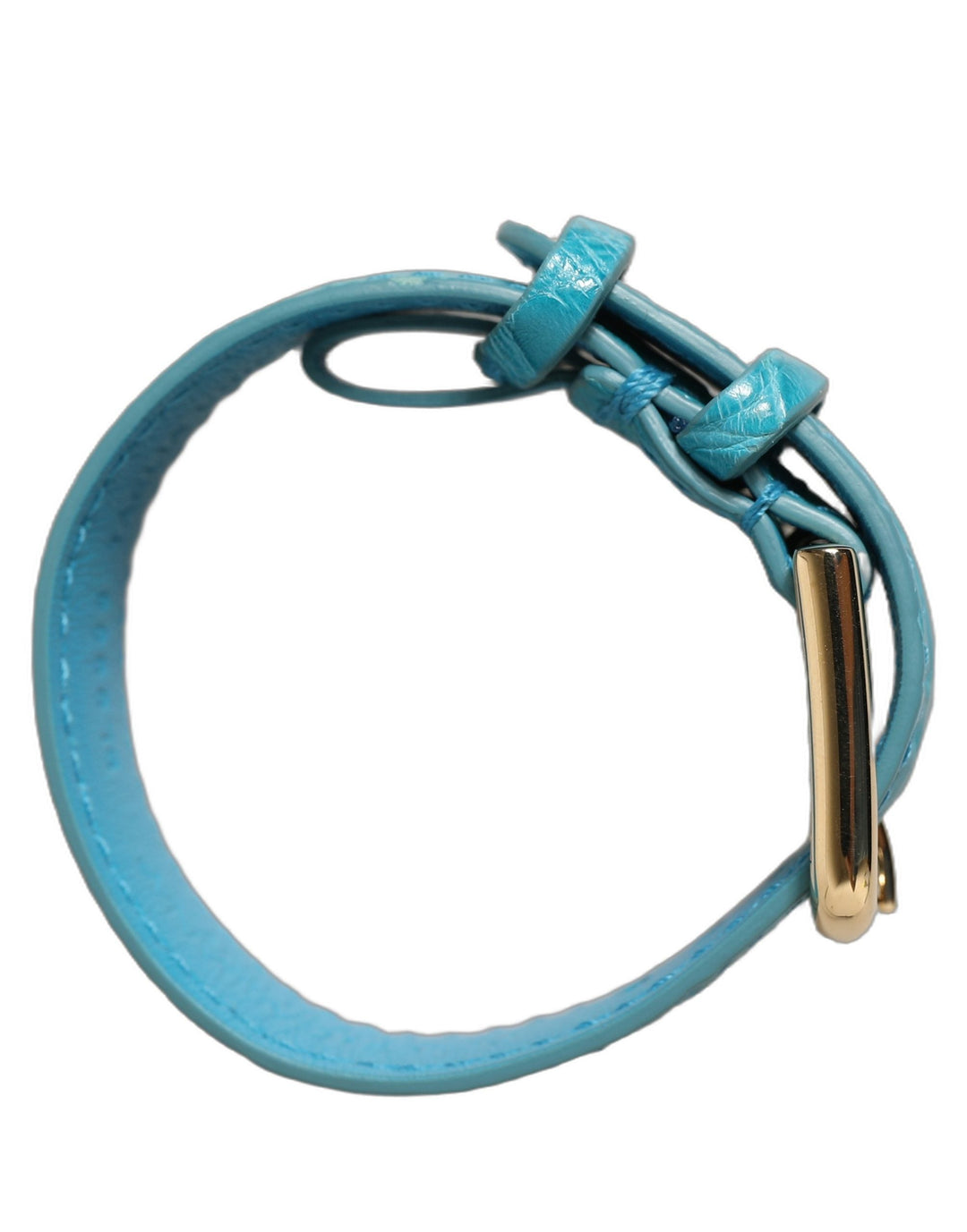Women’s Dolce &amp; Gabbana Turquoise Texture Leather Gold Buckle Belt Strap Bracelet