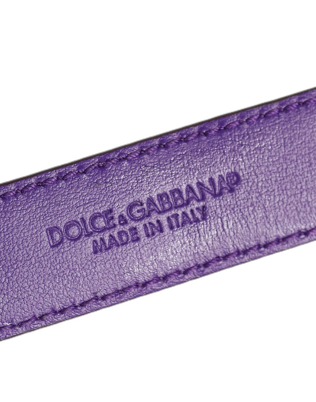 Women’s Dolce &amp; Gabbana Violet Embossed Leather Gold Buckle Belt Strap Bracelet