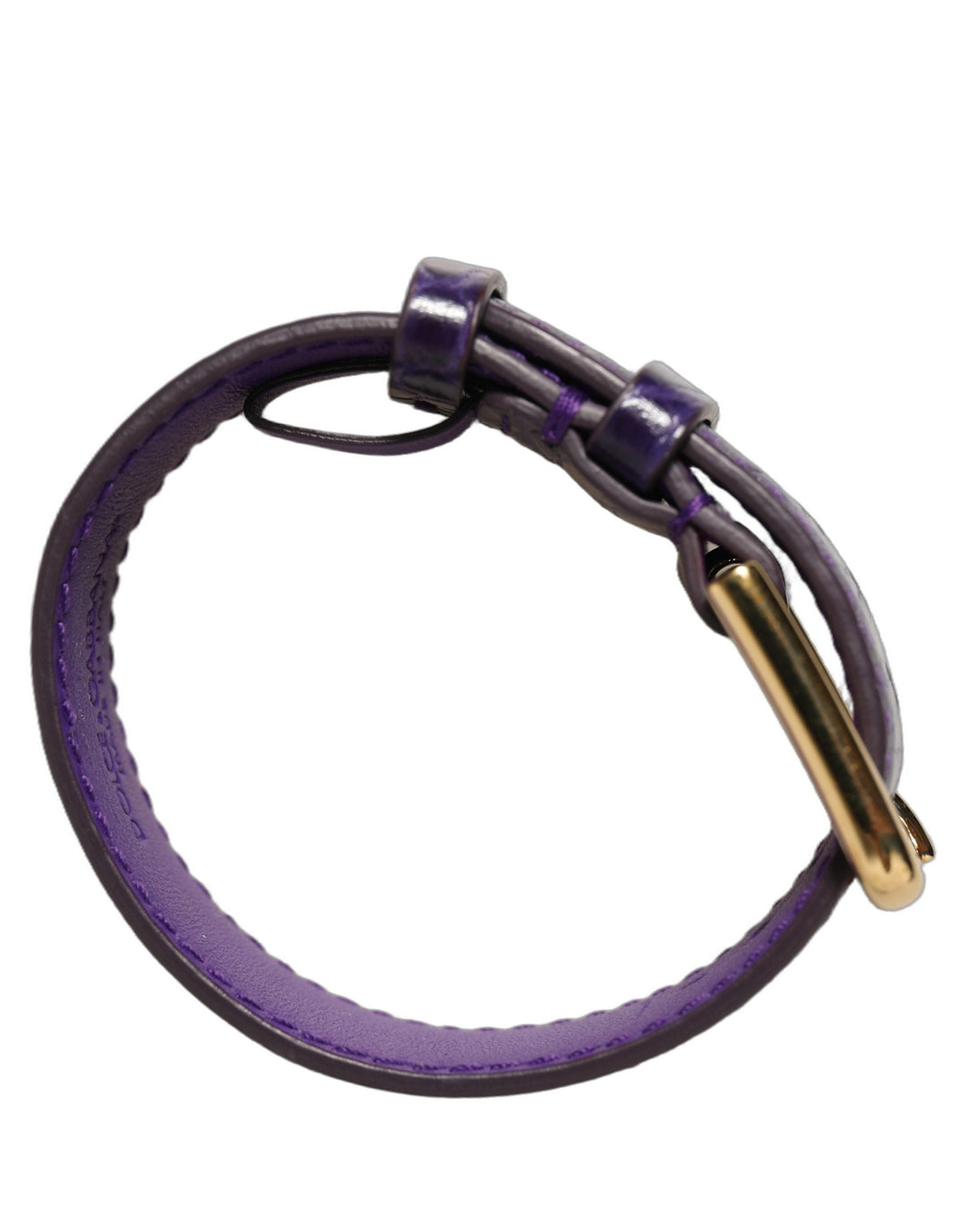 Women’s Dolce &amp; Gabbana Violet Embossed Leather Gold Buckle Belt Strap Bracelet