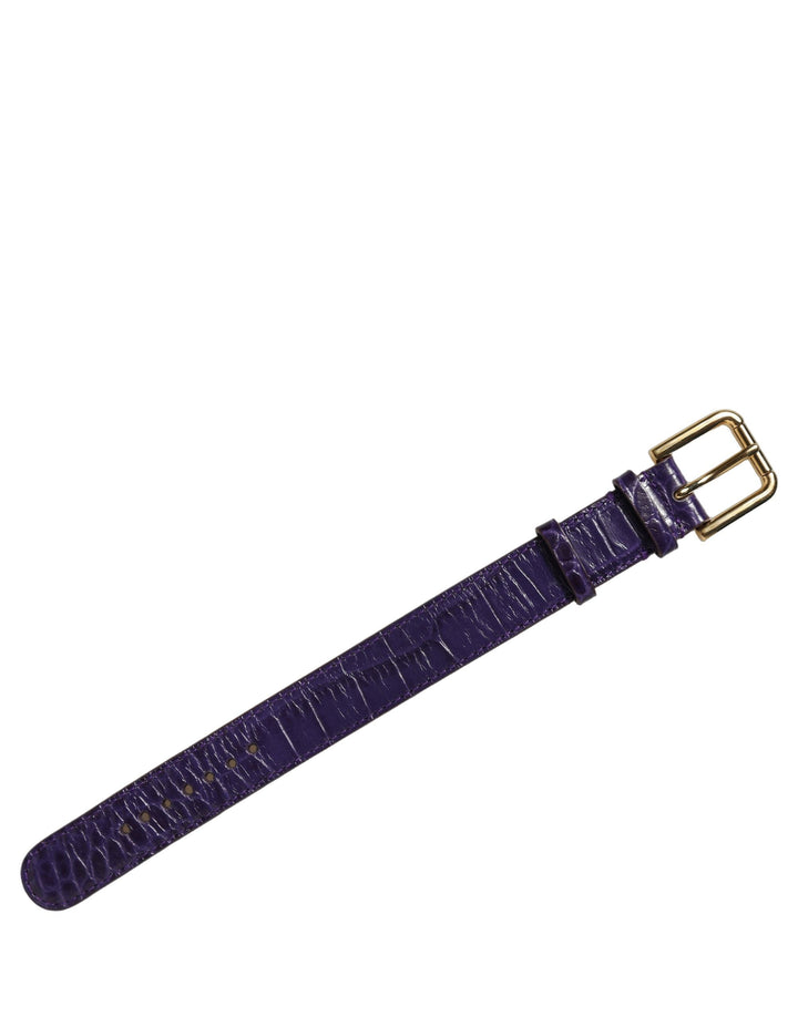 Women’s Dolce &amp; Gabbana Violet Embossed Leather Gold Buckle Belt Strap Bracelet