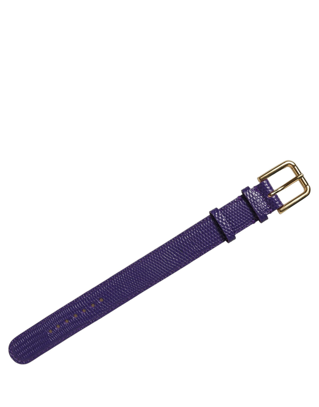 Women’s Dolce &amp; Gabbana Violet Textured Leather Gold Buckle Belt Strap Bracelet