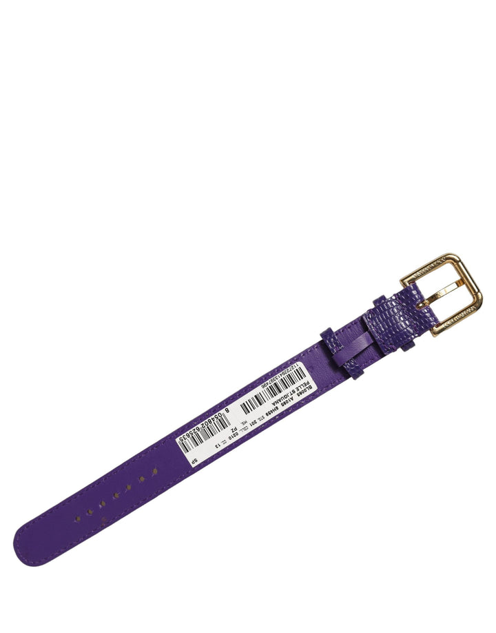 Women’s Dolce &amp; Gabbana Violet Textured Leather Gold Buckle Belt Strap Bracelet