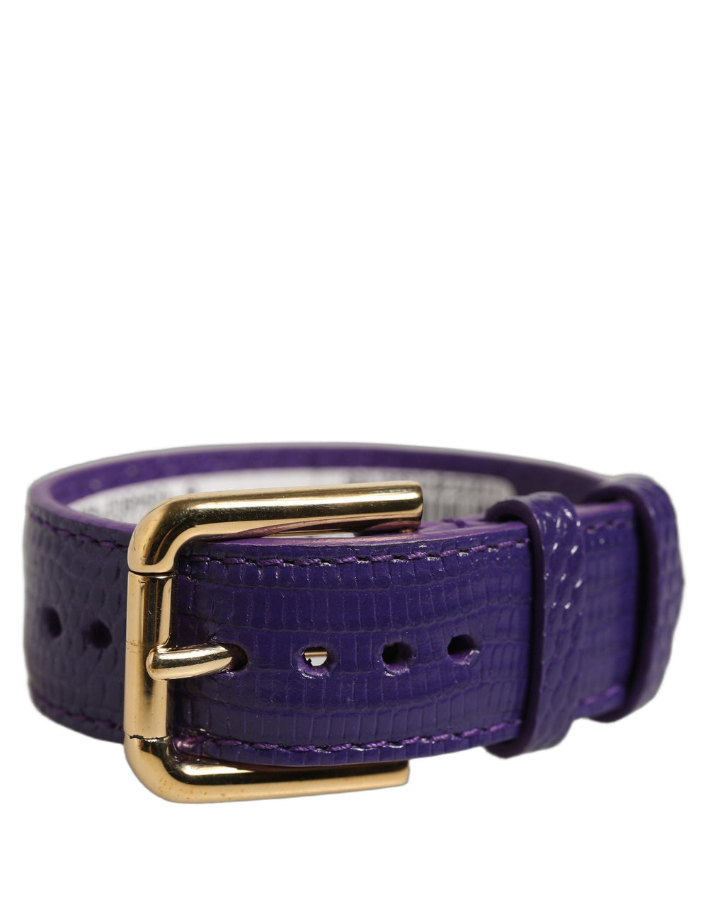 Women’s Dolce & Gabbana Violet Textured Leather Gold Buckle Belt Strap Bracelet