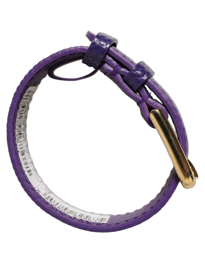 Women’s Dolce &amp; Gabbana Violet Textured Leather Gold Buckle Belt Strap Bracelet