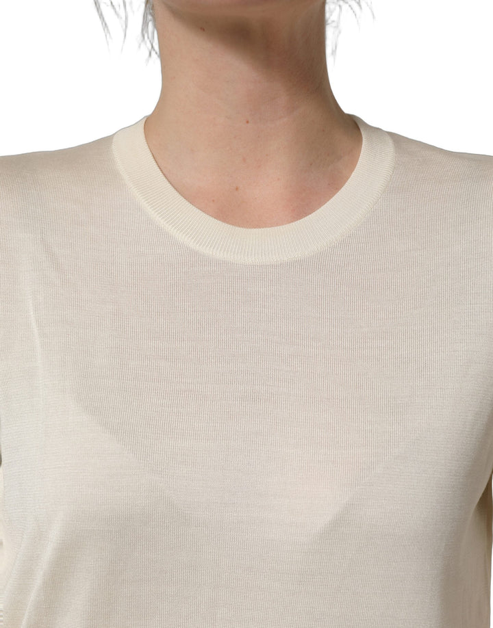 Women’s Dolce &amp; Gabbana off White 3/4 Sleeves Crewneck Pullover Sweater