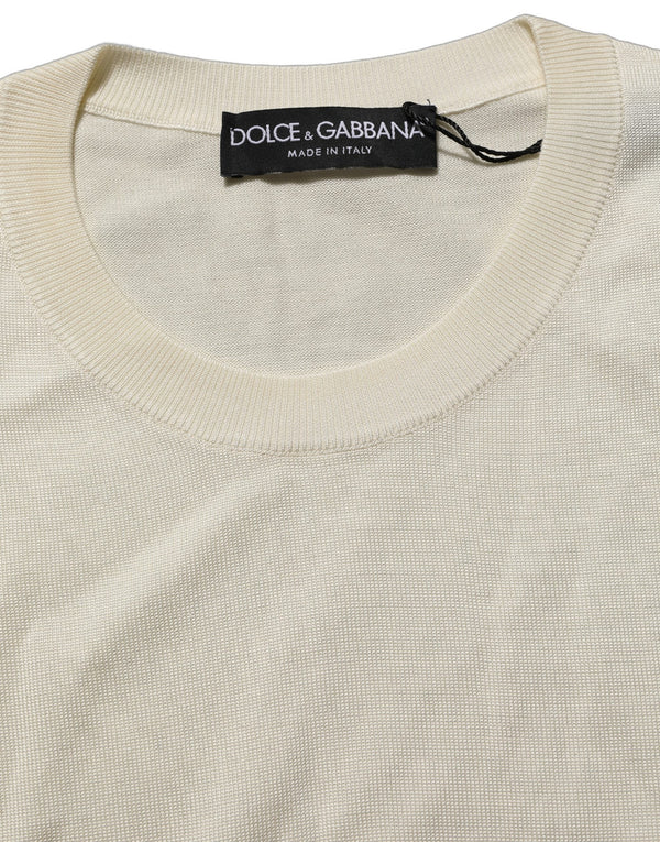 Women’s Dolce & Gabbana off White 3/4 Sleeves Crewneck Pullover Sweater