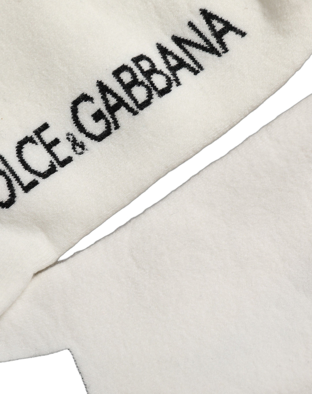 Women’s Dolce &amp; Gabbana White Black Cotton Stretch Knee High Socks
