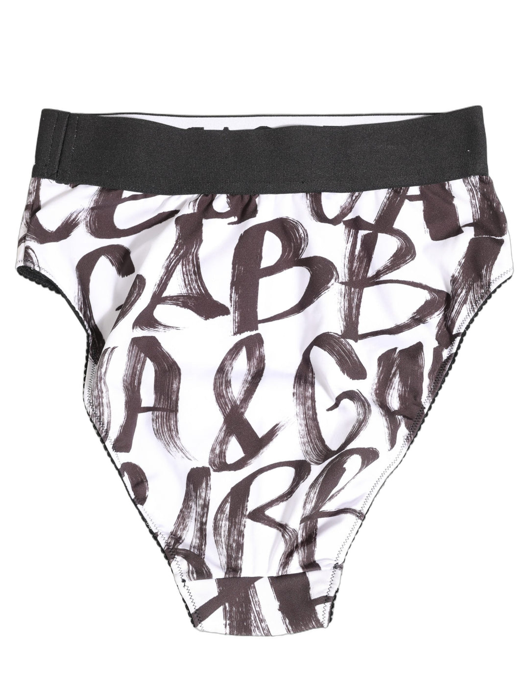 Women’s Dolce &amp; Gabbana White Black Graphic Logo High Brief Underwear