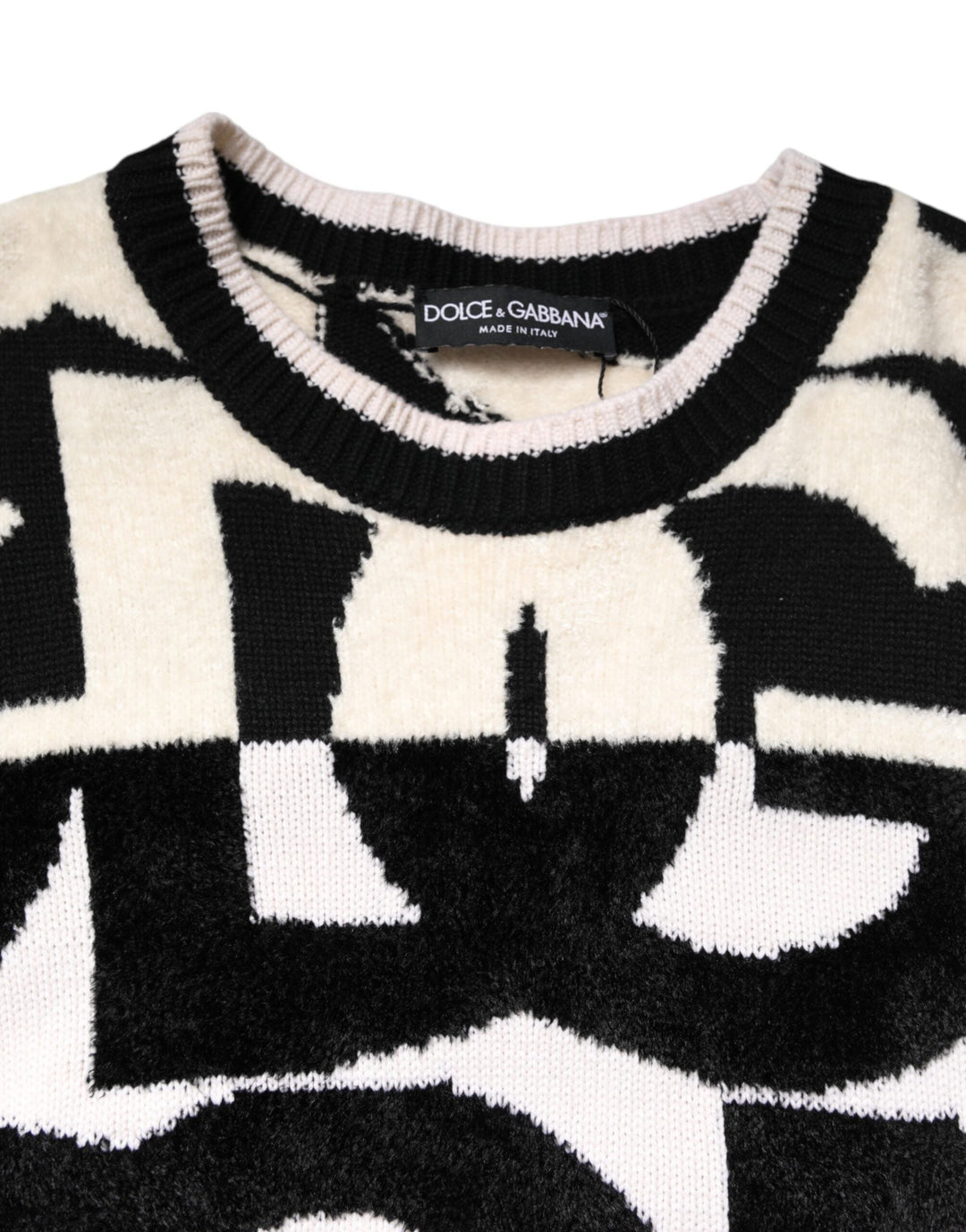 Women’s Dolce &amp; Gabbana White Black Logo Print Women Pullover Sweater