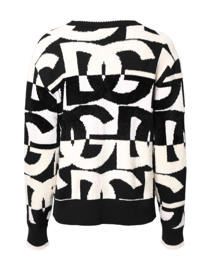 Women’s Dolce &amp; Gabbana White Black Logo Print Women Pullover Sweater